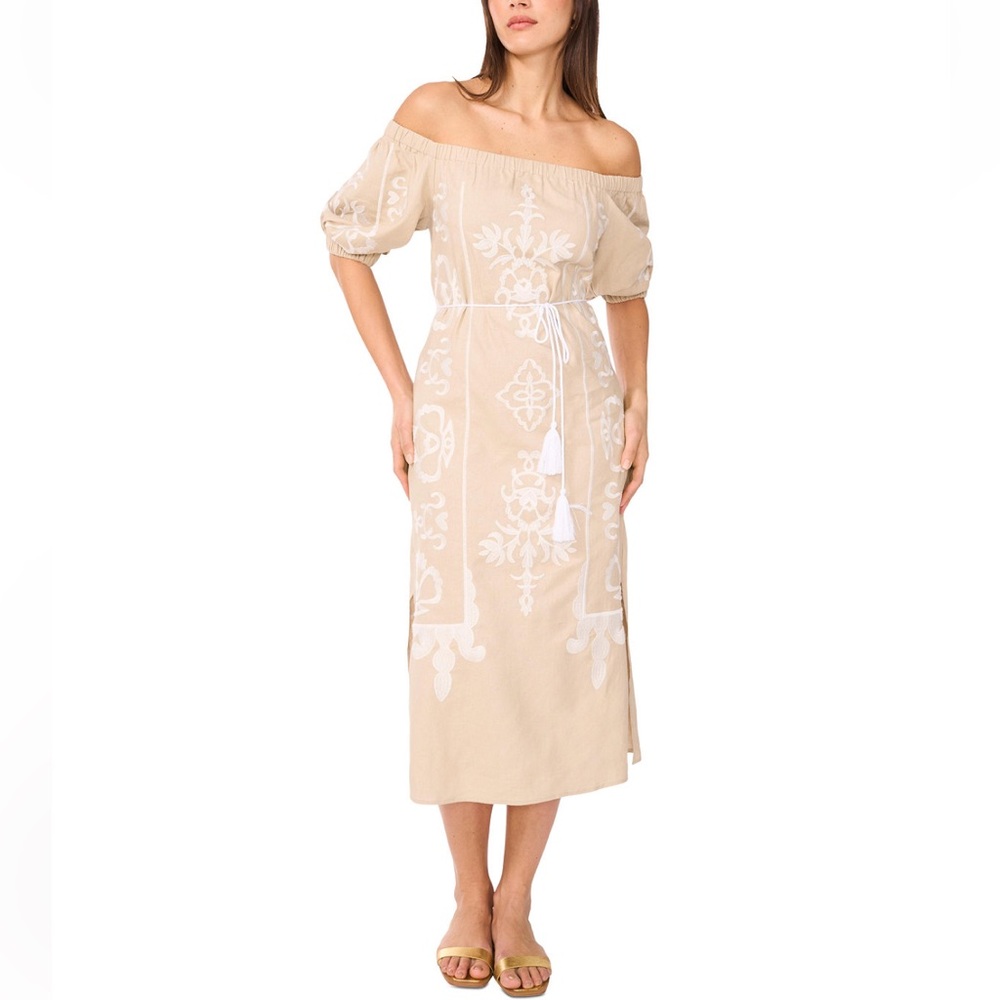 Vince Camuto Beige Long Sleeve Dress